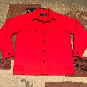 Filson Scarlet Red Jac Shirt ~ 100% Virgin Seattle Wool ~ USA ~ Men’s Medium